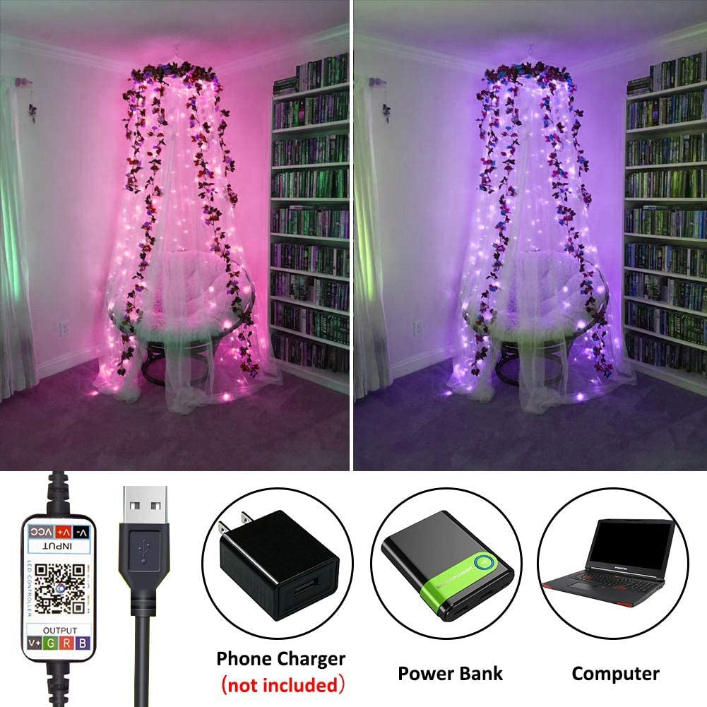 Close-up of 100 LED lamp beads on Christmas light string wire