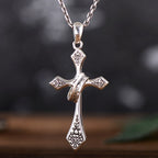 Jesus cross pendant in silver-tone metal, front view