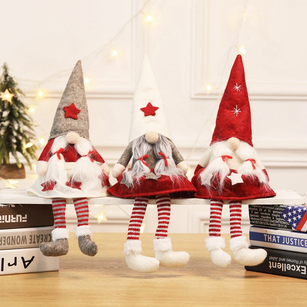 Red hat Christmas cloth figurine with semi-manual craftsmanship