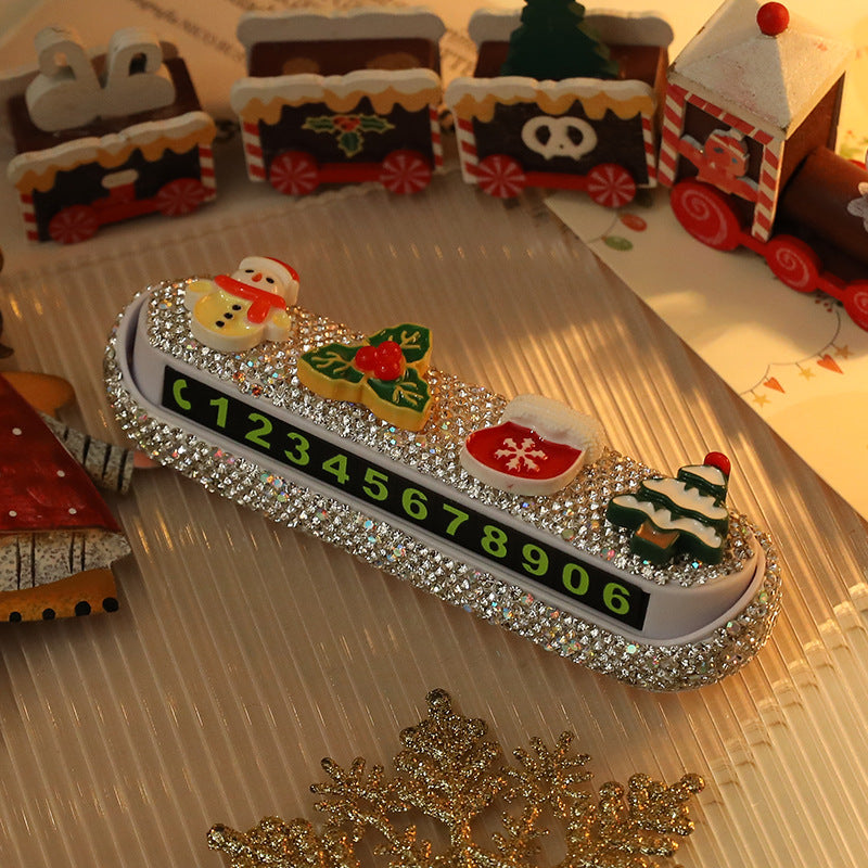 Festive car parking number decoration with holiday theme