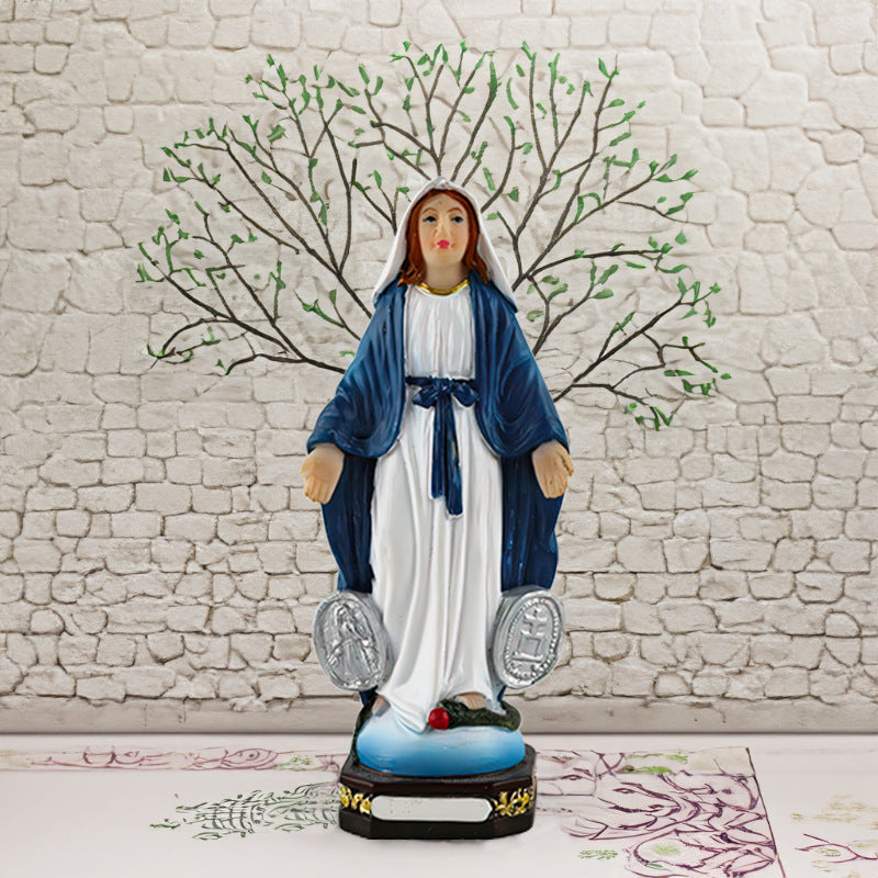 Nativity Figure Set - Virgin and Baby Jesus Resin Ornament - Christian Home Decor
