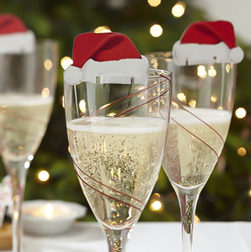 Elegant champagne glass with Christmas topper - holiday entertaining accessories