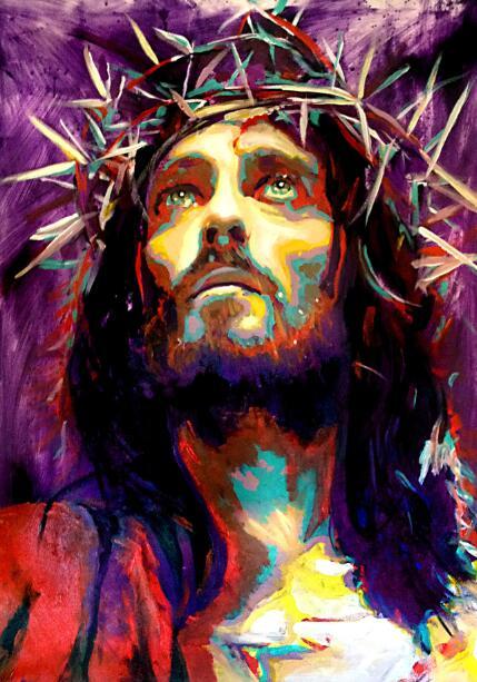 Abstract portrait of Jesus on canvas wall art for home decor