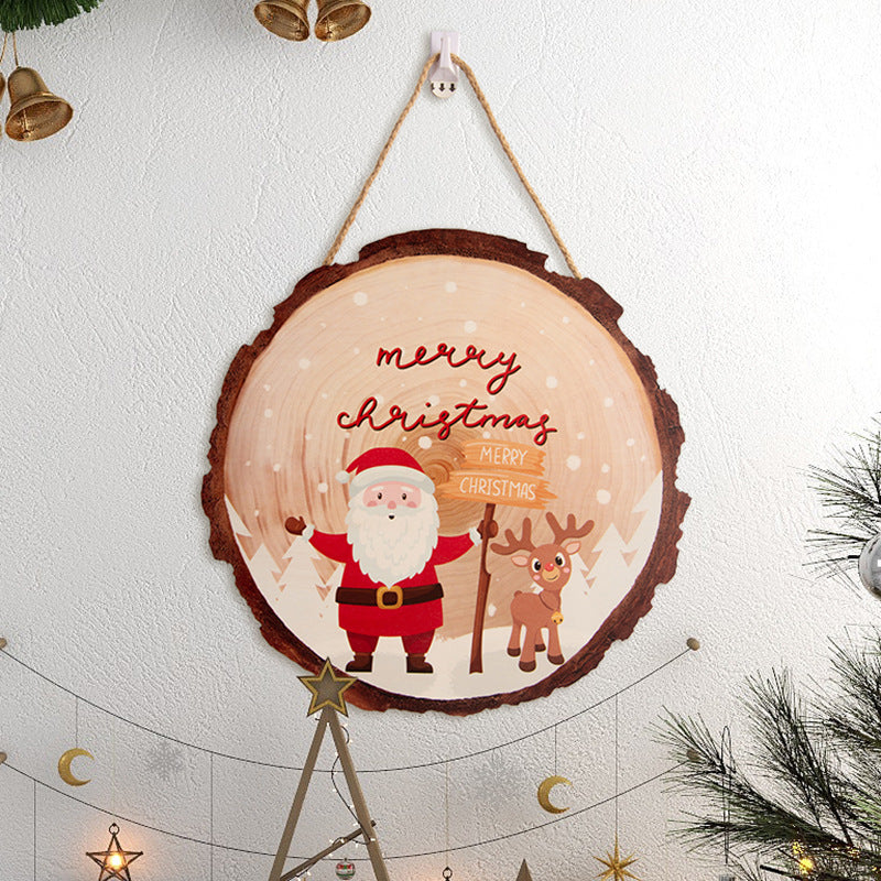 Set of wooden Christmas ornaments in country European style