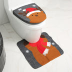 Festive Christmas bathroom curtain set in soft flannel fabric for holiday home decor