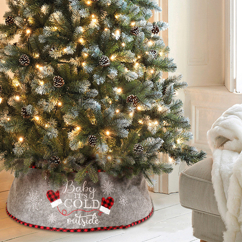 Cozy Christmas tree base skirt in polyester fabric for holiday celebrations