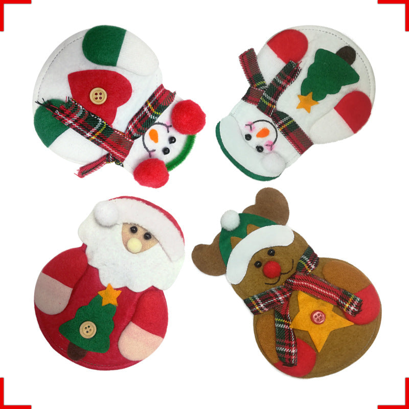 Green tree snowman fork cover for Christmas table decoration