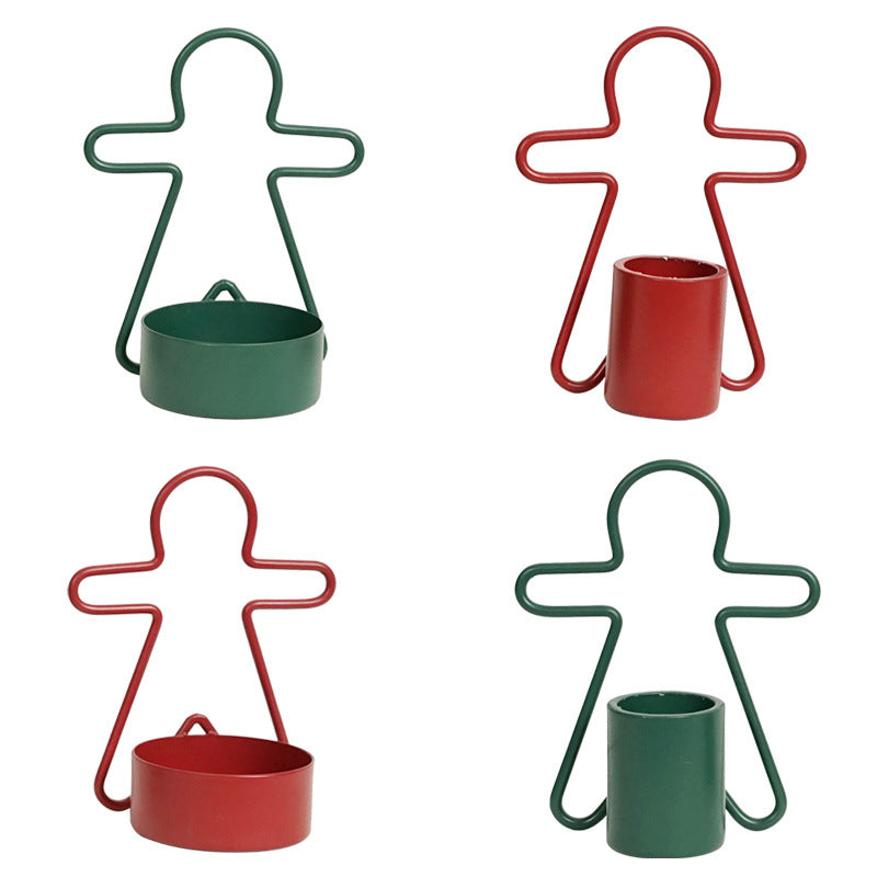 Christmas candlestick decoration featuring gingerbread man theme