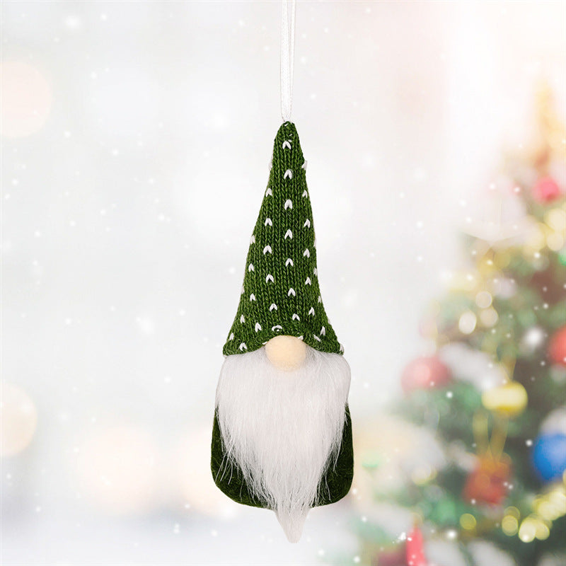 Green knitted pendant Christmas tree ornament