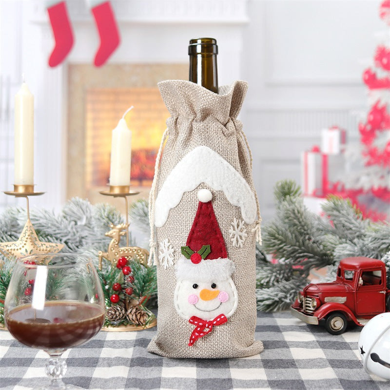 Christmas wine bottle cover featuring Santa Claus design for holiday celebrations Main image