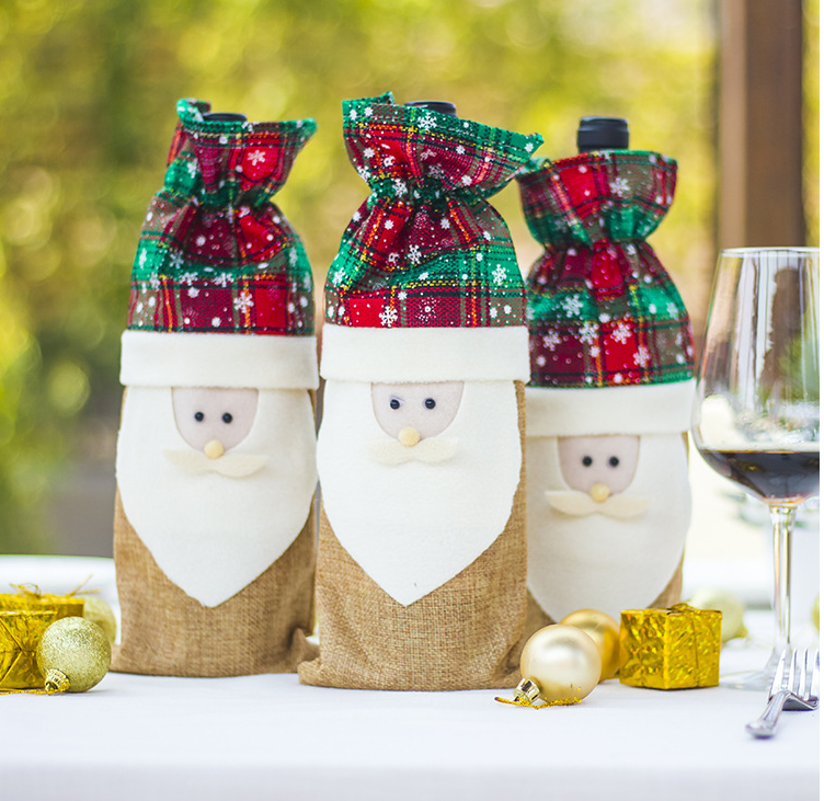 Santa design wine bottle bag for festive Christmas celebrations and entertaining