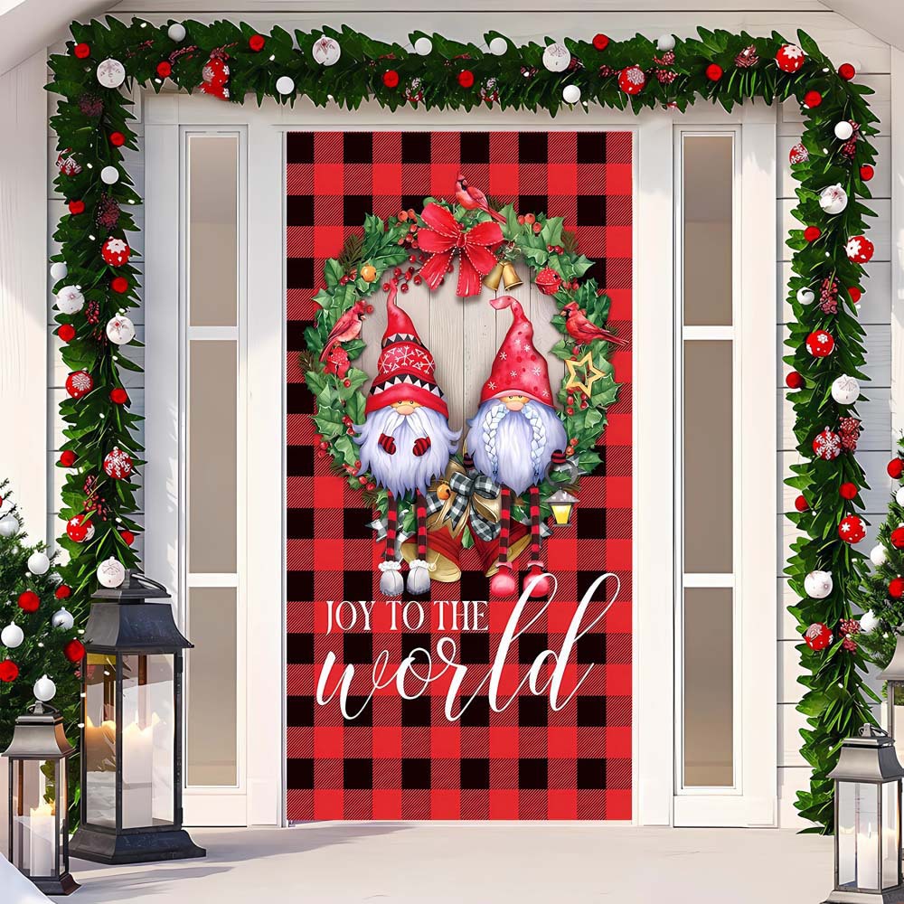 Christmas door tapestry displayed as festive background decoration in living space
