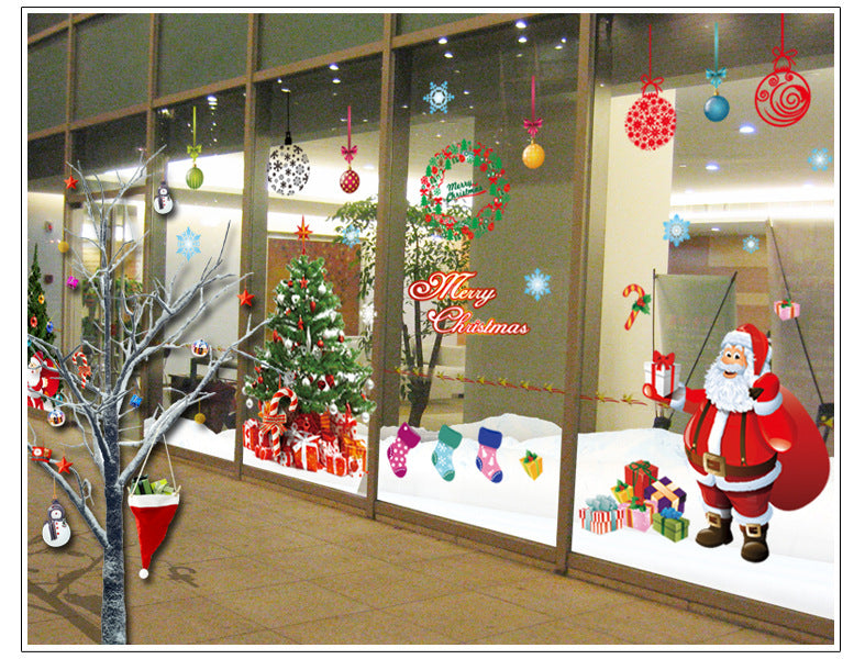 Festive Santa Claus and Christmas tree wall mural sticker for holiday home decor Main image