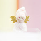 Stacked view of colorful plush angel ornaments for Christmas