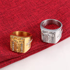 Silver Jesus cross ring for men with detailed cross face