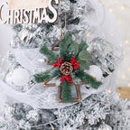 Five-pointed star ornament among Christmas tree decorations with soft glowing lights