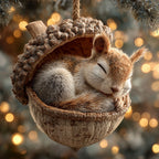 Cute cartoon squirrel acrylic ornament for holiday gift giving