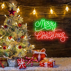 Christmas neon LED signboard glowing warmly for holiday home decor