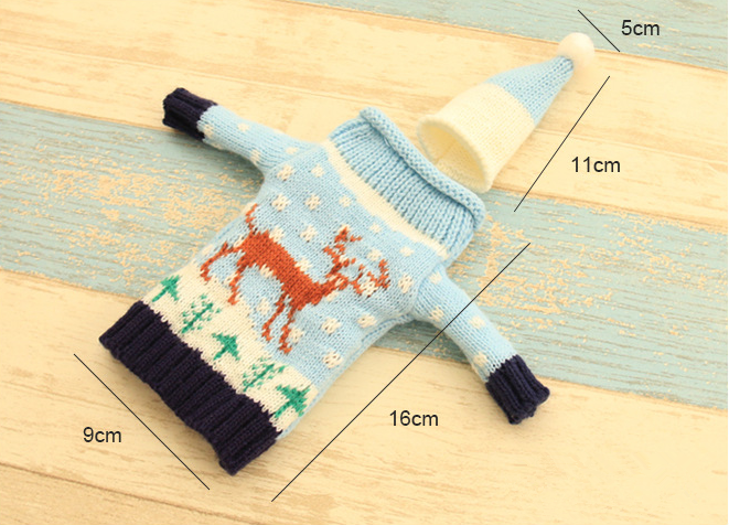 Warm wool bottle cozy for Christmas table centerpiece decoration