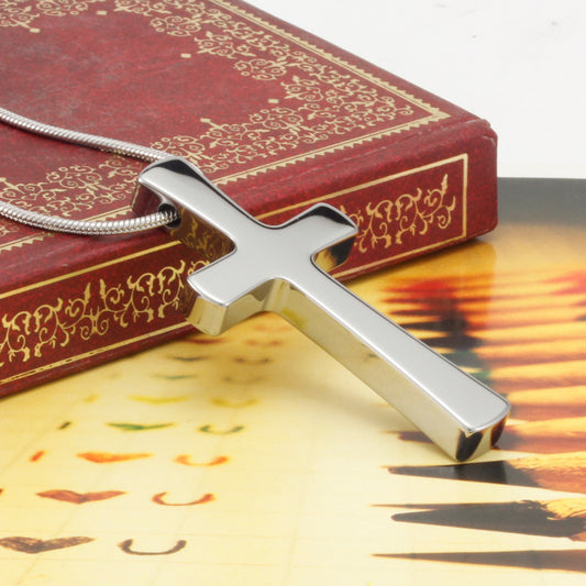 Glossy gold-tone Jesus cross pendant for men, Christian jewelry