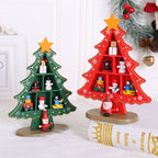 Creative wooden Christmas tree scene ornament with warm natural finish
