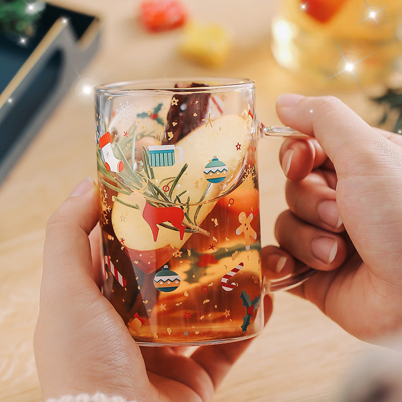 Creative holiday glass cup with snowman decoration