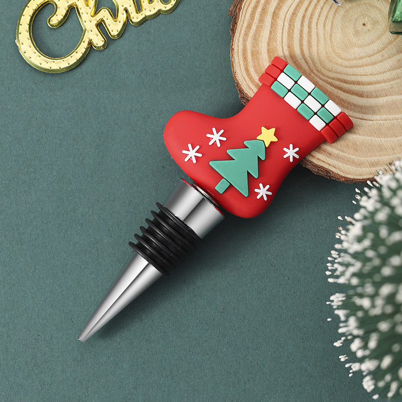 Christmas party wine stopper in green holiday design