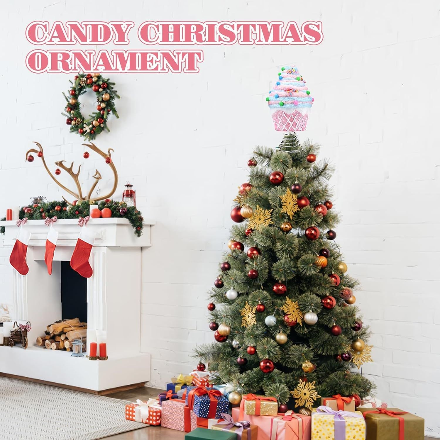 Whimsical foam Christmas tree ornament in pastel colors for home