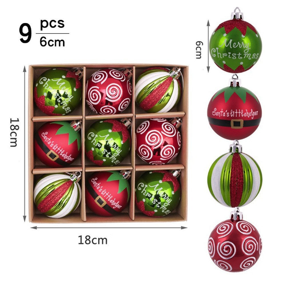 Christmas ball set displayed against winter holiday backdrop