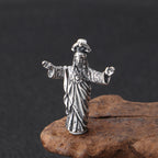 Classic silhouette of vintage distressed Jesus pendant in sterling silver