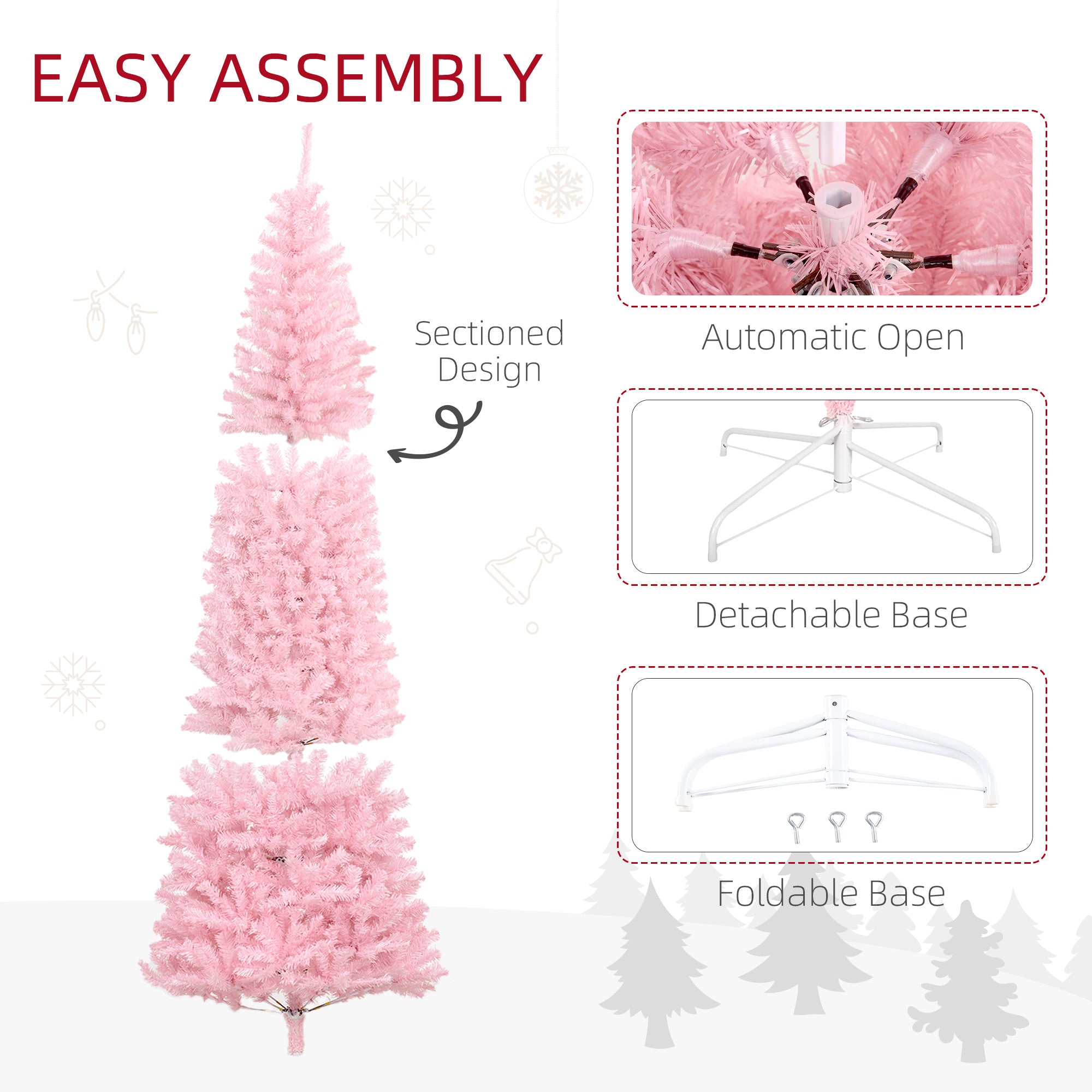 Pink Douglas Fir Christmas tree with detachable stand base