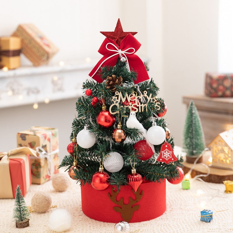 Compact red and white Christmas tree for tabletop holiday display