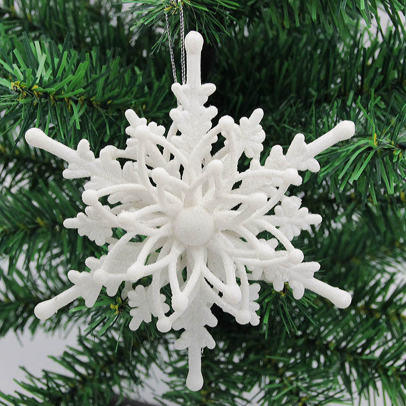 White 3D snowflake pendant for Christmas tree decoration with spiritual meaning