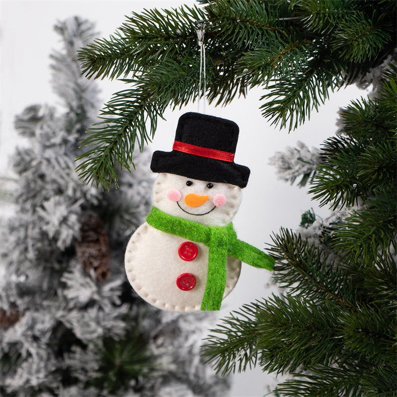 Close-up view of old man snowman pendant character