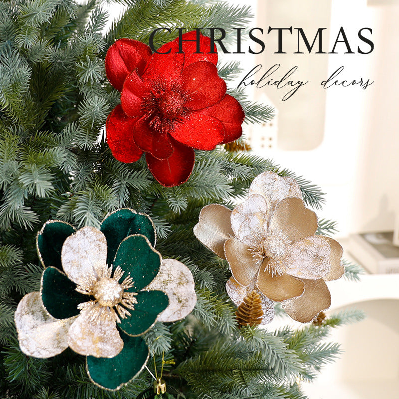 Champagne gold and wine red flannel ornament combination