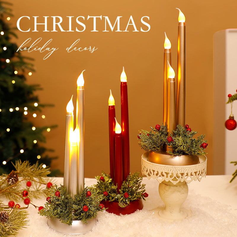 Set of three colorful LED candles for Christmas home decoration
