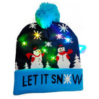 Christmas decoration featuring glowing LED knitted hat