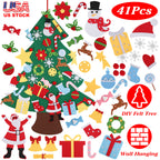 Multicolor felt Christmas ornaments including Christmas socks and bells