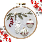 Christmas truck motif embroidery kit with festive fabric