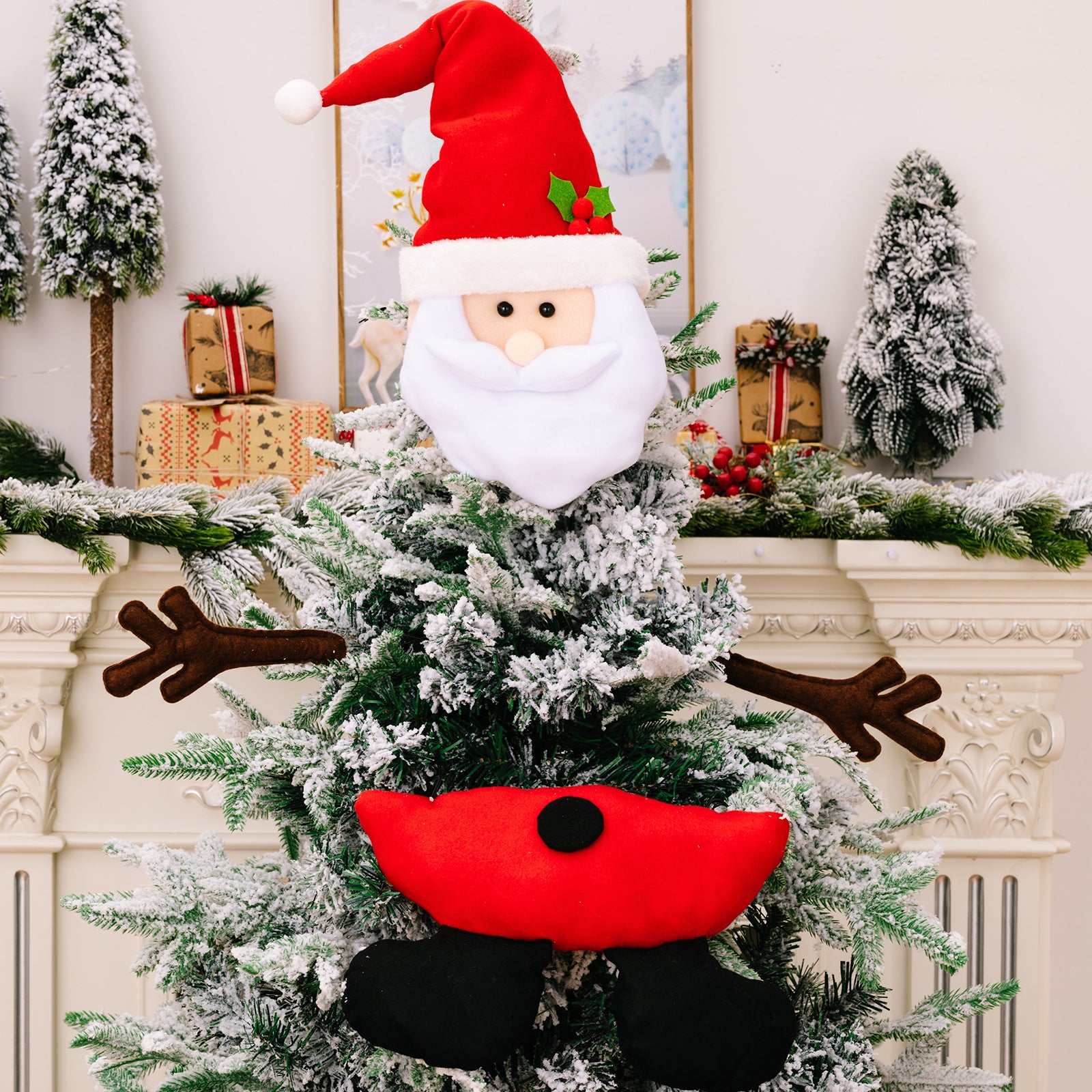 Old Man style cloth Christmas tree topper ornament for holiday display