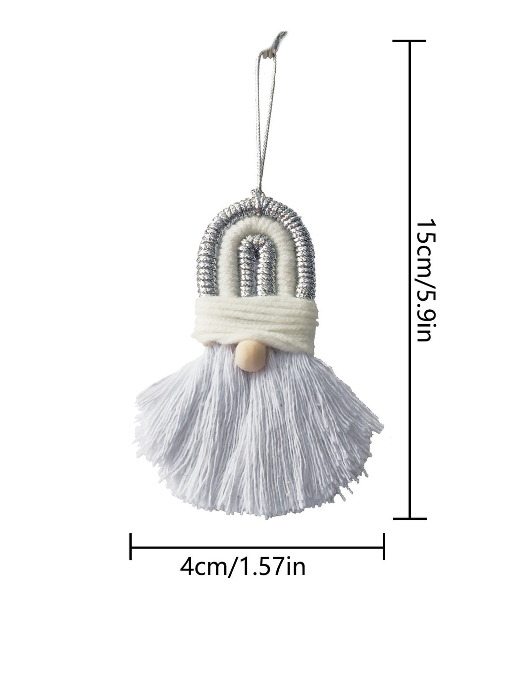 Hand-woven cotton Christmas ornament featuring bowknot detail close-up