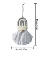 Hand-woven cotton Christmas ornament featuring bowknot detail close-up