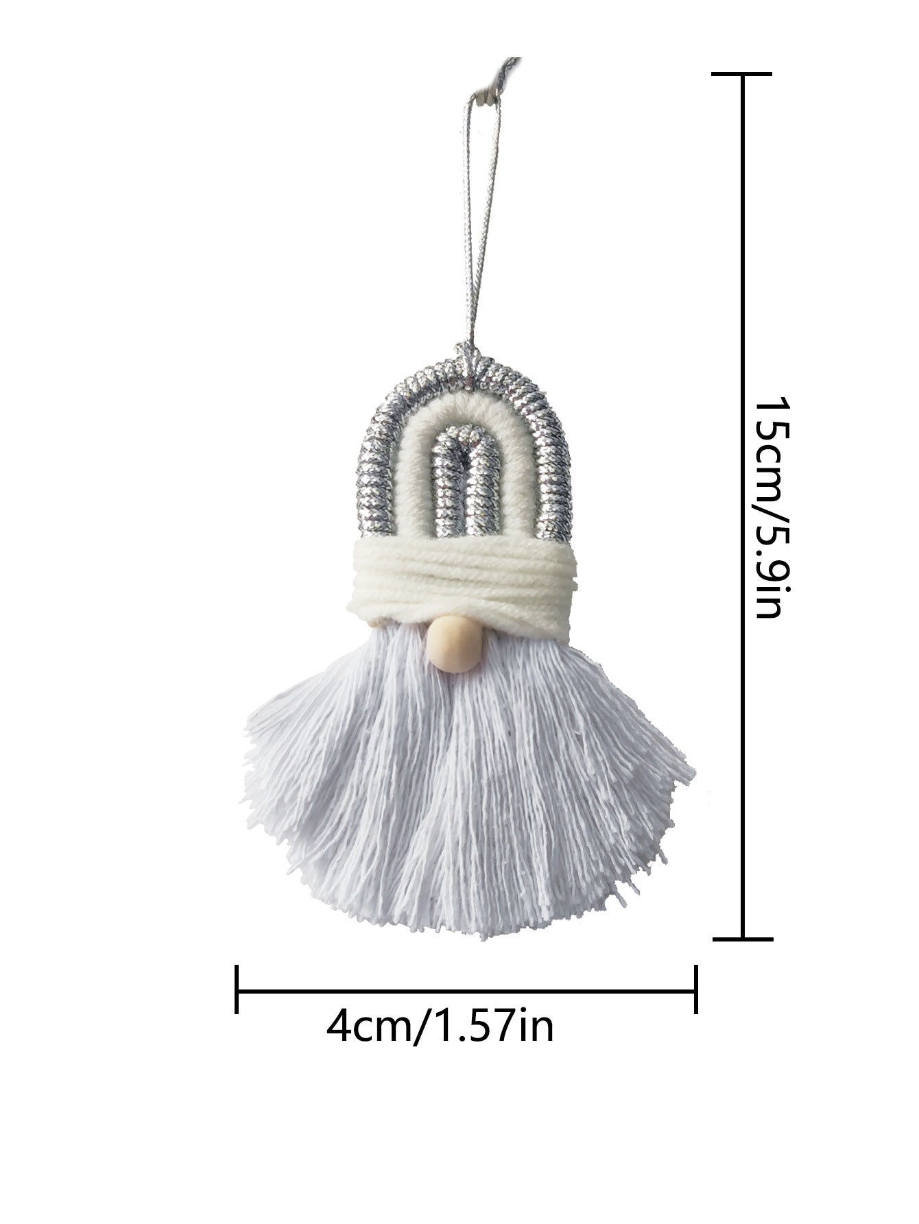 Hand-woven cotton Christmas ornament featuring bowknot detail close-up