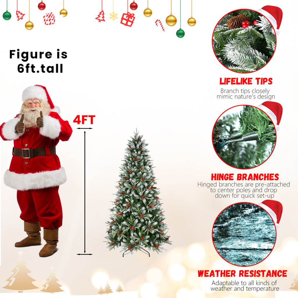 Festive Christmas tree with red berry and pine cone decorations for Christian home decor