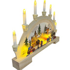 Wooden LED Christmas bridge lamp with warm cabin glow