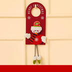 Warm and cozy Christmas door decor with snowman and elk felt hanging