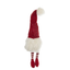 Set of two tall festive gnome figurines with white beards and red pointed hats standing on a festive surface