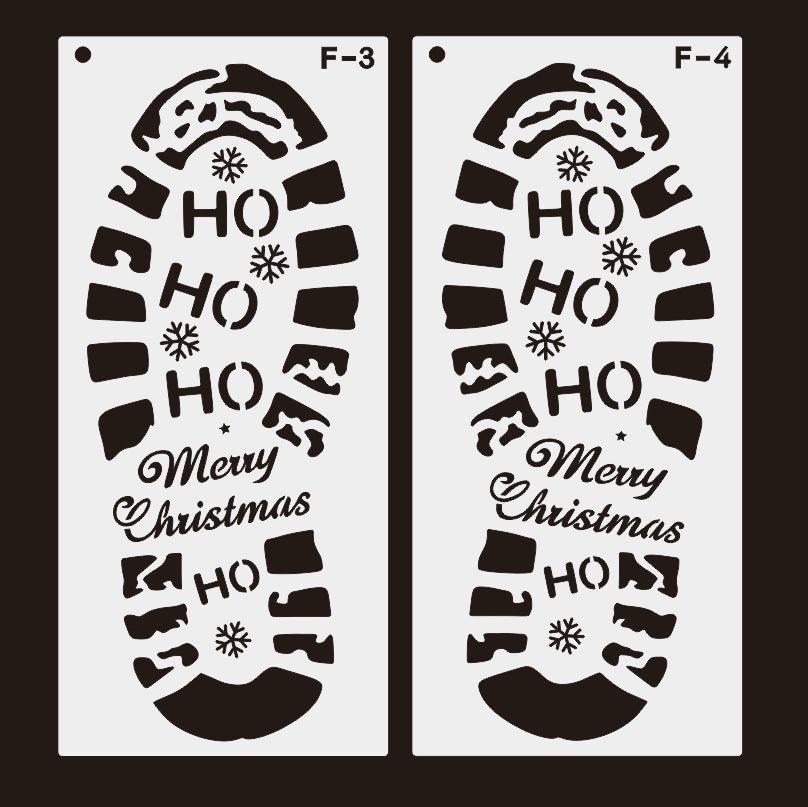 Assorted Christmas footprint templates arranged for creating festive holiday designs