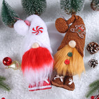 Gingerbread man figurine in rustic faceless folk-art style standing tall for Christmas mantle or shelf display