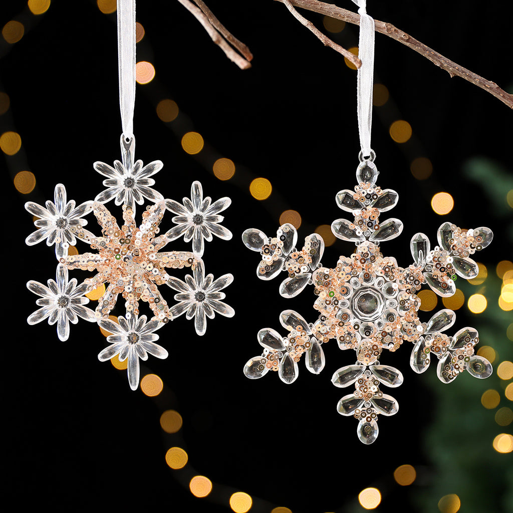 Acrylic sequined pendant with snowflake design for Christmas